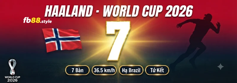 Haaland World Cup 2026 - 7 bàn thắng và cú đúp hạ Brazil tại vòng 1/8